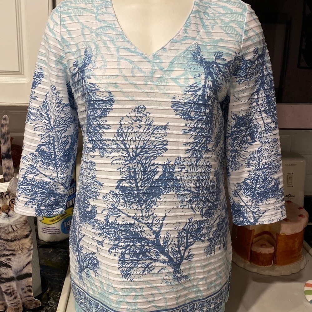 R womens Coral Bay casual 3/4 sleeve stretch regular size top M